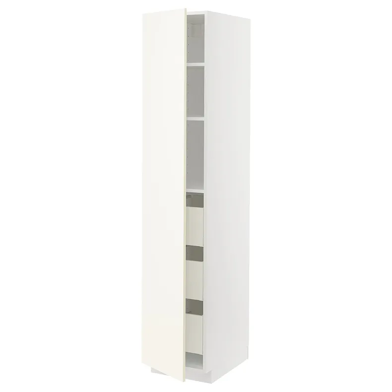 IKEA METOD МЕТОД / MAXIMERA МАКСІМЕРА, висока шафа із шухлядами, білий / ВАЛЛЬСТЕНА білий, 40x60x200 см 395.074.04 фото №1