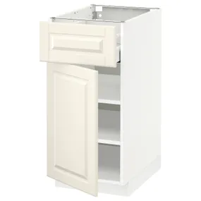 IKEA METOD МЕТОД / MAXIMERA МАКСИМЕРА, напольный шкаф с ящиком / дверцей, белый / бодбинские сливки, 40x60 см 894.635.63 фото
