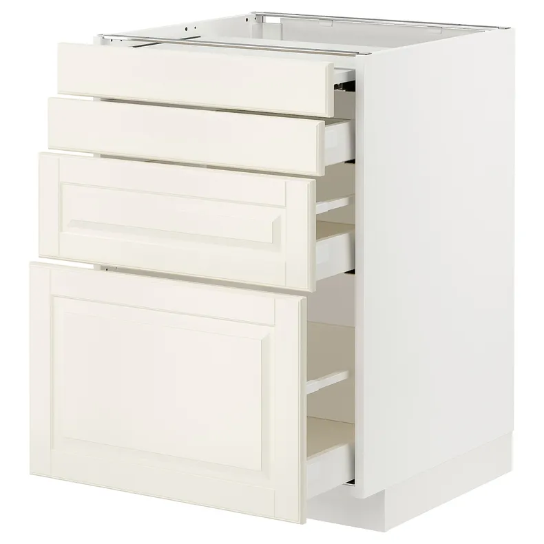 IKEA METOD МЕТОД / MAXIMERA МАКСИМЕРА, напольный шкаф с выдвиж панелью / 3ящ, белый / бодбинские сливки, 60x60 см 494.334.41 фото №1