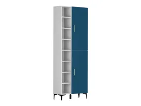 BRW Книжкова шафа Modeo 80 см з дверцятами та 8 полицями біла/темно-синя REG/80/200/30_10-BI/BLC фото
