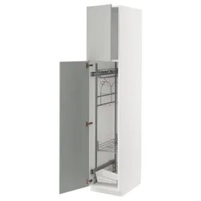 IKEA METOD МЕТОД, висока шафа із приладд д / прибирання, білий / Хавсторп світло-сірий, 40x60x200 см 395.387.35 фото
