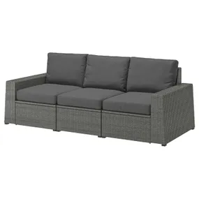 IKEA SOLLERÖN СОЛЛЕРЕН, 3-місний модульний диван для вулиці, темно-сірий / Фрессон / Дувхольмен темно-сірий, 223x82x88 см 992.877.72 фото