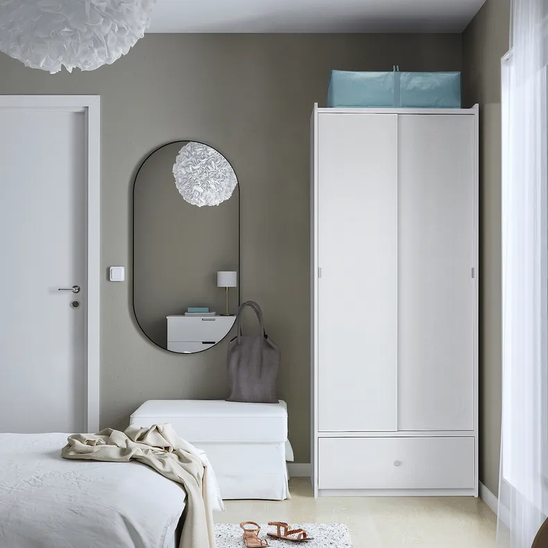 IKEA BRUKSVARA БРУКСВЭРА, гардероб с раздвижными дверями, белый, 80x191 см 805.758.81 фото №3