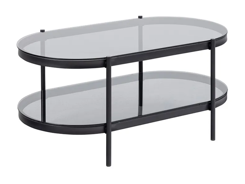 Столик овальный BRW Kilian, 95х50 см, черный/прозрачный BLACK фото №1