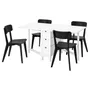 IKEA NORDEN НОРДЕН / LISABO ЛИСАБО, стол и 4 стула, белый / черный, 26 / 89 / 152 см 393.855.39 фото