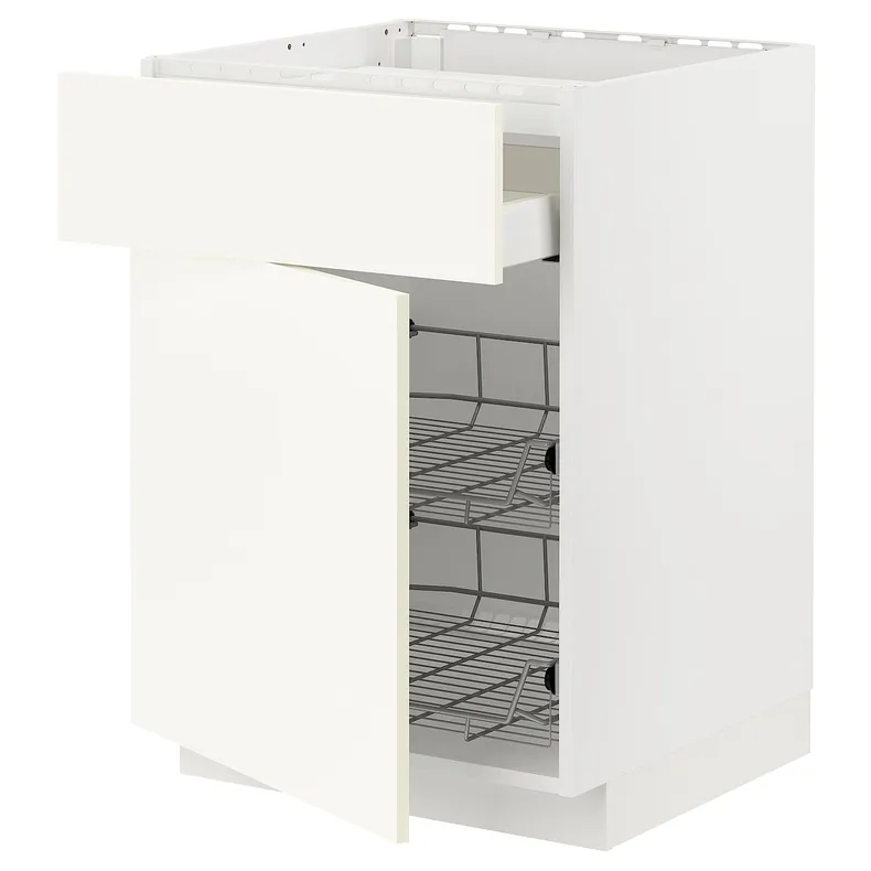 IKEA METOD МЕТОД / MAXIMERA МАКСИМЕРА, шкаф д / варочной панели / ящик / 2пр крз, белый / Вальстена белый, 60x60 см 995.071.80 фото №1