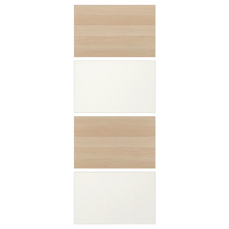 IKEA MEHAMN МЕХАМН, 4 панелі для рами розсувних дверцят, дуб морений білий/білий, 75x201 см 904.211.95 фото №1