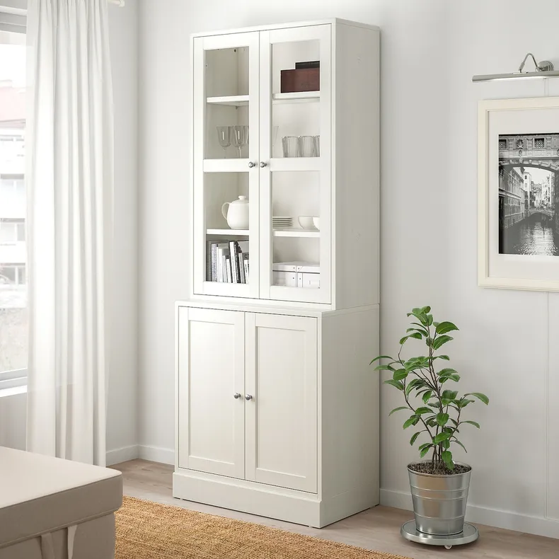 IKEA HAVSTA ХАВСТА, комбинацияация для хранения с сткл двр, белый, 81x47x212 см фото №2