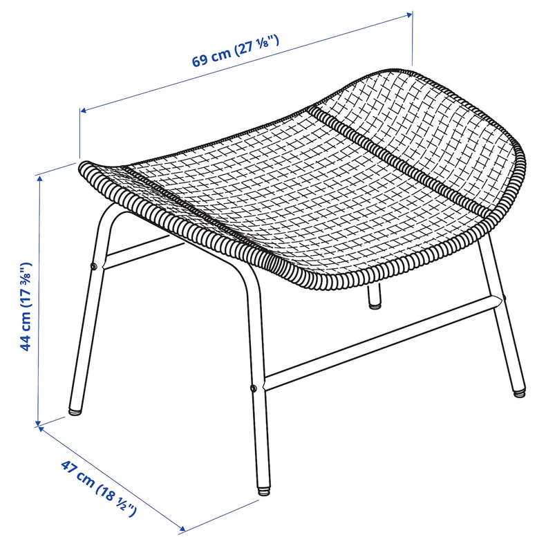 IKEA FRYKSÅS ФРЮКСАС, табурет для ног, ротанг 905.740.94 фото №7