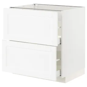IKEA METOD МЕТОД / MAXIMERA МАКСИМЕРА, напольный шкаф 2фасада / 2выс ящика, белый Энкёпинг / белая имитация дерева, 80x60 см 194.733.96 фото
