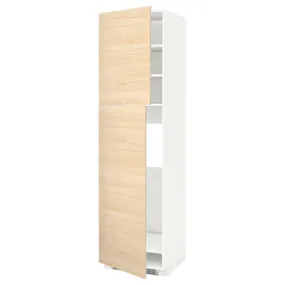 IKEA METOD МЕТОД, висока шафа для холодильника, 2 дв, білий / АСКЕРСУНД під світлий ясен, 60x60x220 см 294.572.06 фото