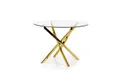 Кухонний стіл HALMAR RAYMOND, 100x100 см стільниця - прозора, ніжки - золото фото thumb №12