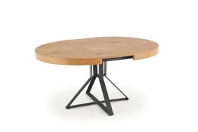 Круглый стол раскладной HALMAR MERCY 120-160x120 см, столешница - золотой дуб, ножки - черные фото