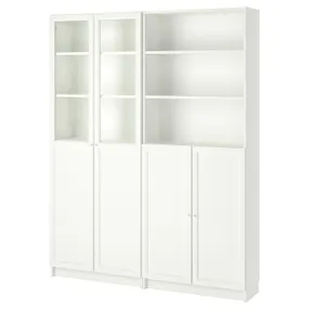 IKEA BILLY БИЛЛИ / OXBERG ОКСБЕРГ, стеллаж / панельные / стеклянные двери, белый, 160x30x202 см 792.807.24 фото