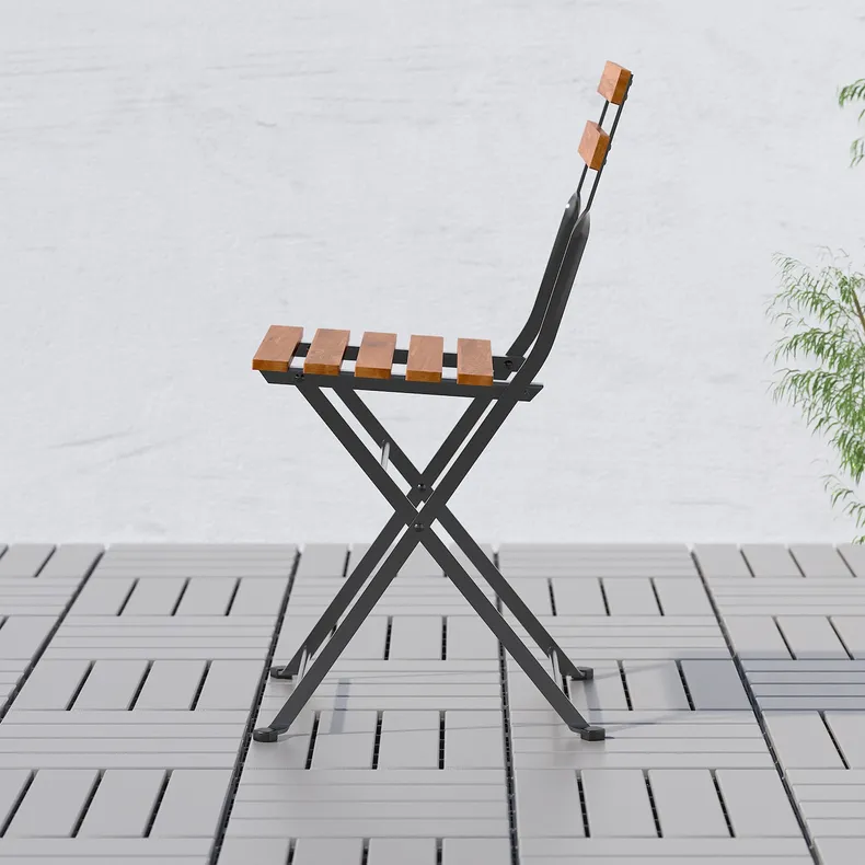 IKEA TÄRNÖ ТЕРНО, стілець, вуличний, складаний чорний/світло-коричнева морилка 900.954.28 фото №5
