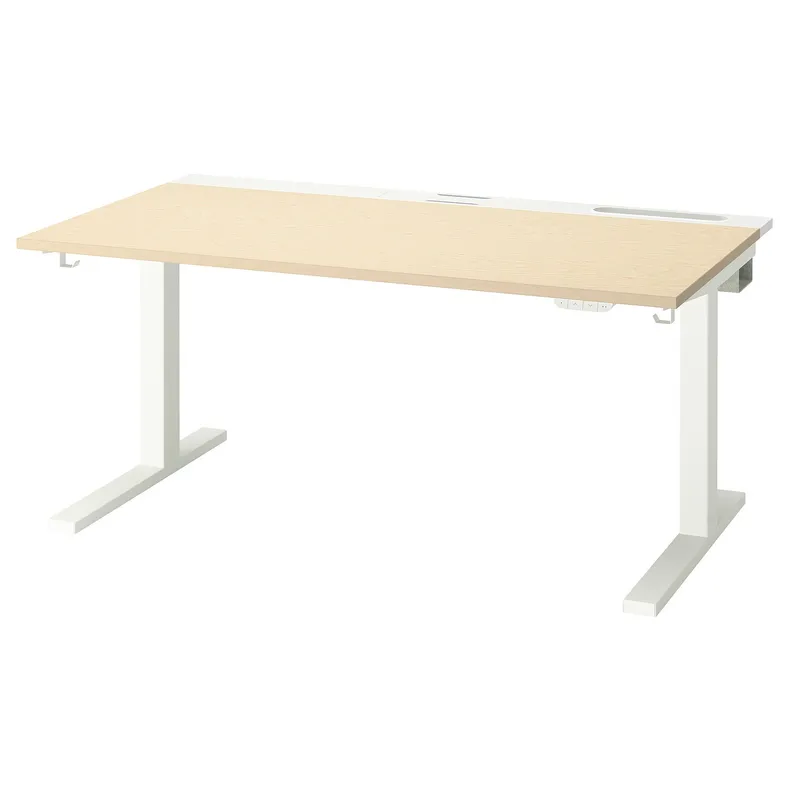 IKEA MITTZON МІТТЗОН, стіл регульований, електричний okl береза / білий, 140x80 см 195.286.19 фото №2