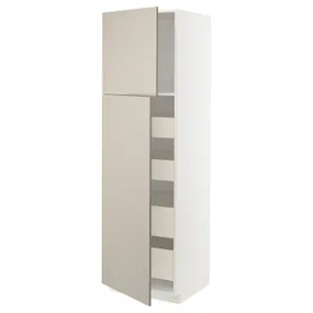 IKEA METOD МЕТОД / MAXIMERA МАКСІМЕРА, висока шафа, 2 дверцят / 4 шухляди, білий / стенсундський бежевий, 60x60x200 см 594.688.16 фото