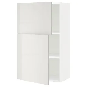 IKEA METOD МЕТОД, навісна шафа з полицями / 2 дверцят, білий / Ringhult світло-сірий, 60x100 см 094.673.67 фото