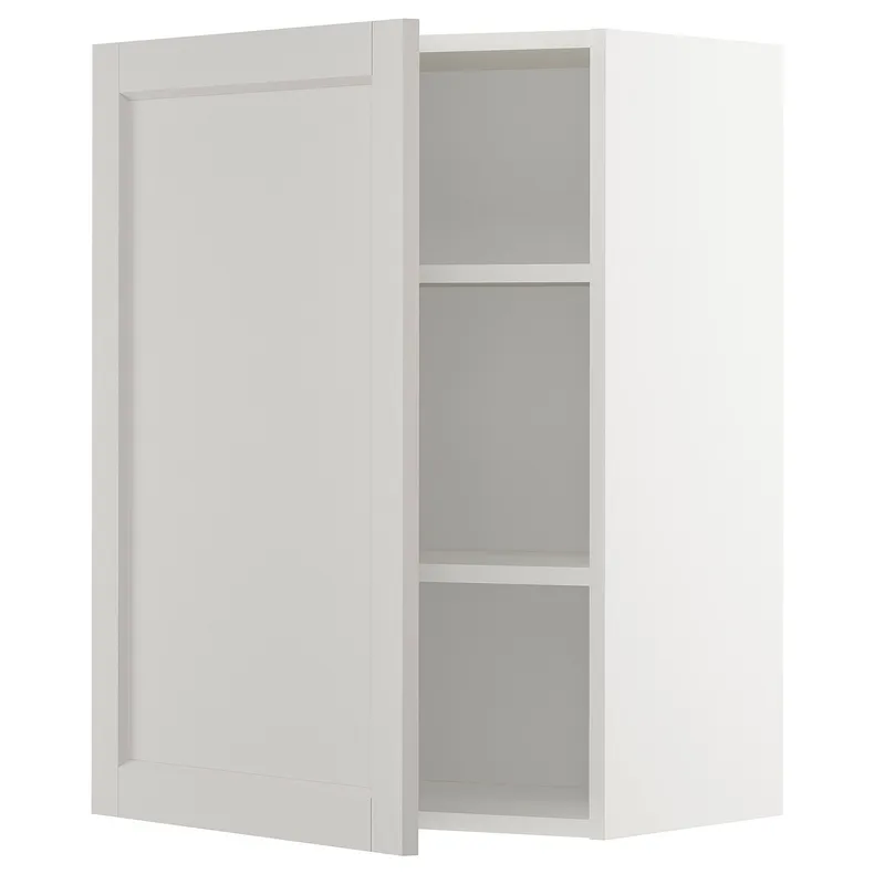 IKEA METOD МЕТОД, шафа навісна із полицями, білий / світло-сірий Lerhyttan, 60x80 см 094.667.06 фото №1