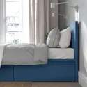 IKEA MALM МАЛЬМ, каркас кровати с 4 ящиками, синий/Лейрсунд, 140x200 см 895.599.85 фото thumb №4