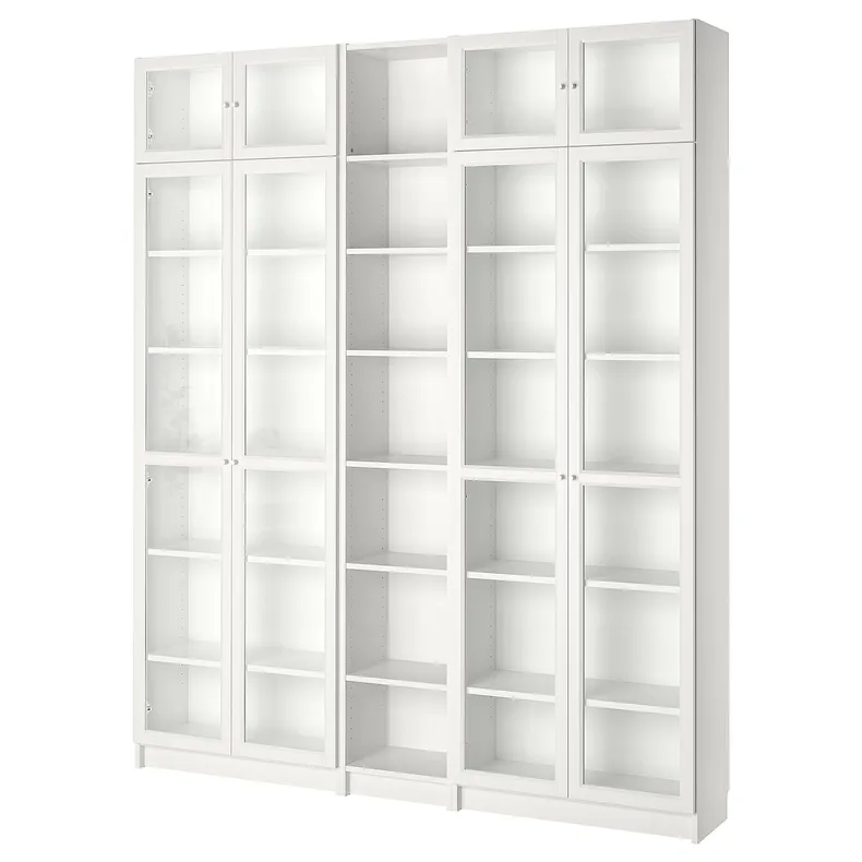 IKEA BILLY БІЛЛІ / OXBERG ОКСБЕРГ, книжкова шафа, білий, 200x30x237 см 490.178.34 фото №1