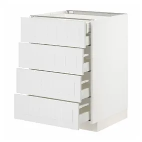 IKEA METOD МЕТОД / MAXIMERA МАКСИМЕРА, напольный шкаф 4фасада / 2нзк / 3срд ящ, белый / Стенсунд белый, 60x60 см 694.094.64 фото