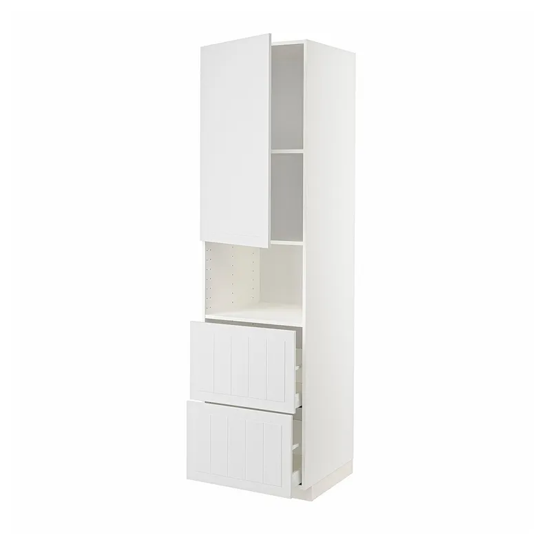 IKEA METOD МЕТОД / MAXIMERA МАКСИМЕРА, высокий шкаф д / СВЧ / дверца / 2ящика, белый / Стенсунд белый, 60x60x220 см 694.607.92 фото №1