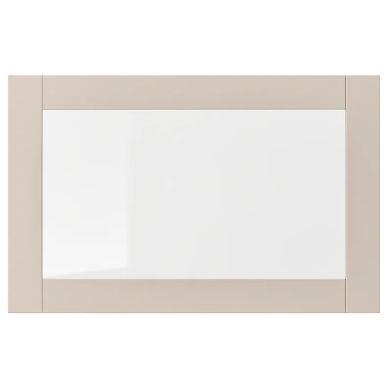 IKEA SINDVIK СИНДВИК, стеклянная дверь, Светло-серый беж / прозрачное стекло, 60x38 см 804.909.24 фото №1