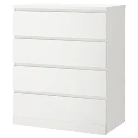 IKEA MALM МАЛЬМ, комод с 4 ящиками, белый, 80x100 см 304.035.71 фото