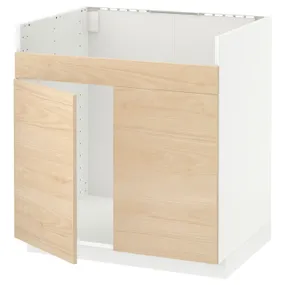 IKEA METOD МЕТОД, шкаф д / двойной мойки ХАВСЕН, белый / аскерсундский узор светлый ясень, 80x60 см 394.544.86 фото