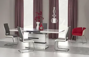 Кухонний стіл HALMAR MONACO 160-220x90 см, білий / попелястий фото
