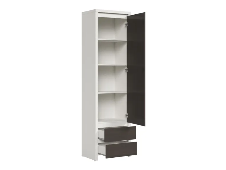 BRW Книжный шкаф Kaspian 56 см с 2 дверцами и ящиком белый/венге, белый/венге REG1D2S-BI/WE фото №4