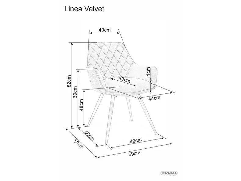 Кухонный стул SIGNAL LINEA Velvet, Bluvel 19 - черный фото №2