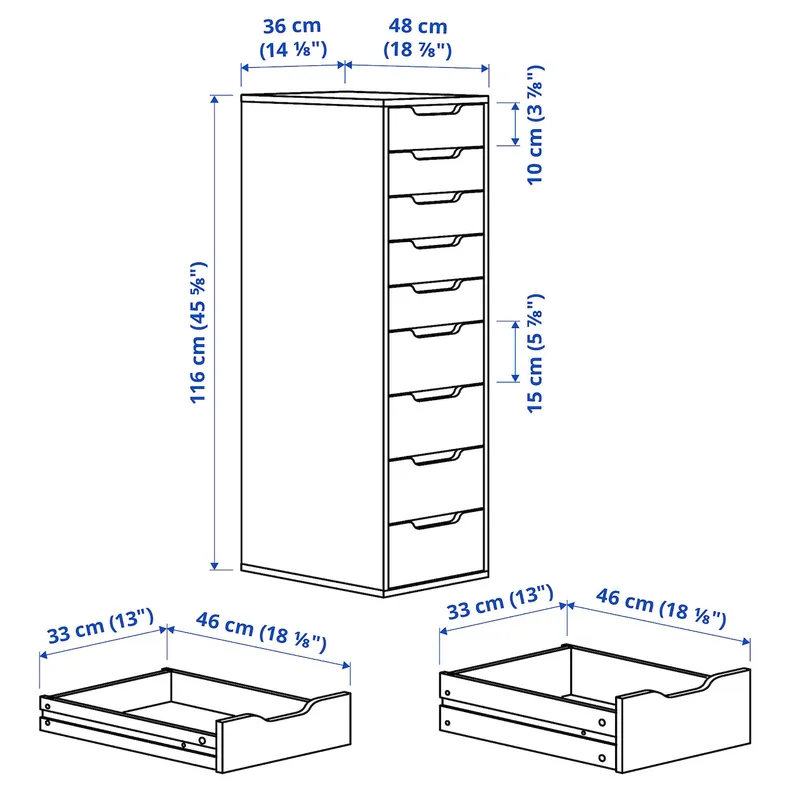 IKEA ALEX АЛЕКС, секция с 9 ящиками, серо-бирюзовый, 36x116 см 904.834.52 фото №5