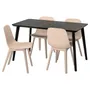 IKEA LISABO ЛІСАБО / ODGER ОДГЕР, стіл+4 стільці, чорний / бежевий, 140x78 см 092.597.02 фото