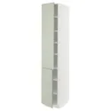 IKEA METOD МЕТОД, высокий шкаф с полками / 2 дверцы, белый / светло-зеленый, 40x60x220 см 194.867.18 фото thumb №1