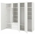 IKEA PLATSA ПЛАТСА, гардероб / 8 дверей+3 ящика, белый STRAUMEN зеркальное стекло / SANNIDAL белый, 240x57x221 см 394.248.71 фото thumb №1