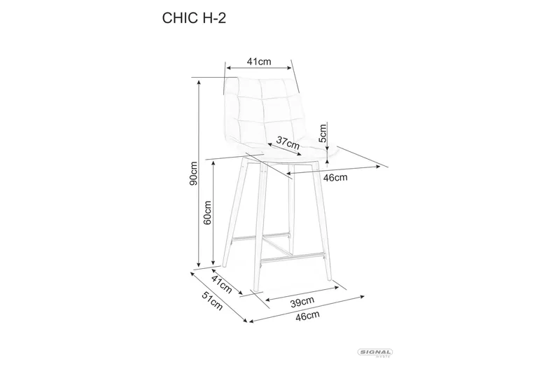Барний стілець оксамитовий, хокер SIGNAL CHIC H-2 Velvet, Bluvel 19 - чорний фото №11