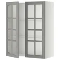 IKEA METOD МЕТОД, навесной шкаф / полки / 2стеклян двери, белый / бодбинский серый, 80x100 см 093.949.60 фото thumb №1