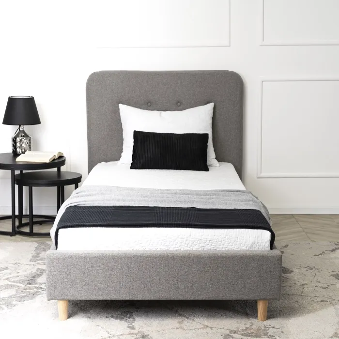 Кровать односпальная MEBEL ELITE DENNIS 90x200 см, Ткань: Серый фото №4