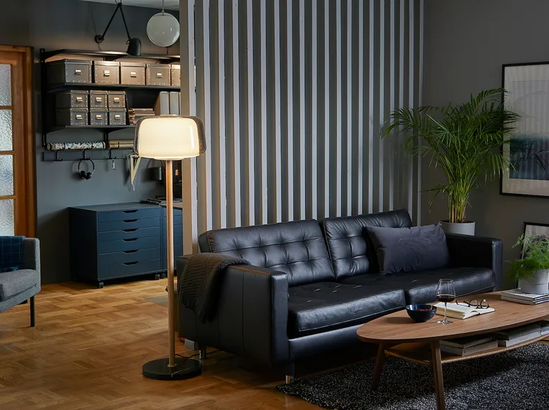 IKEA LANDSKRONA ЛАНДСКРУНА, 3-місний диван, Grann / Bomstad чорний / металлик 590.316.98 фото №3