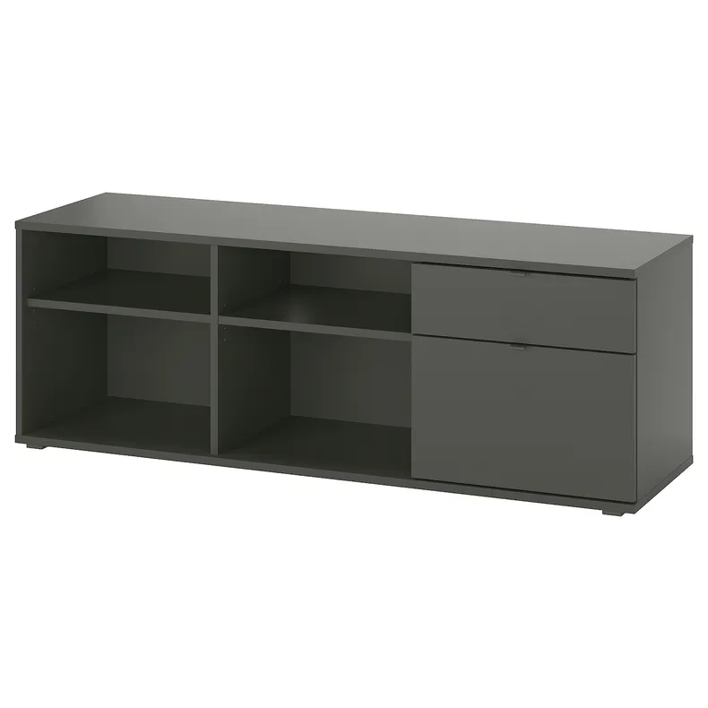 IKEA VIHALS ВІХАЛЬС, тумба під телевізор, темно-сірий, 146x37x50 см 005.436.72 фото №1