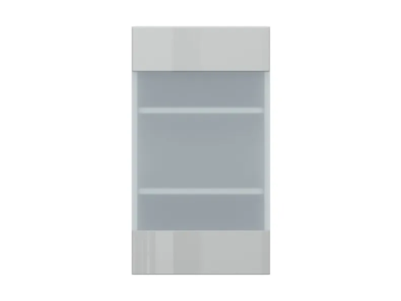 Кухонный шкаф BRW Top Line 40 см правый с витриной серый глянец, серый гранола/серый глянец TV_G_40/72_PV-SZG/SP фото №1