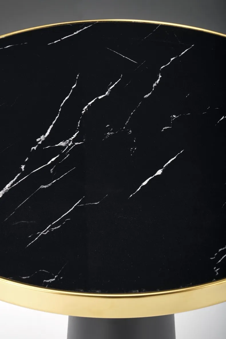 Обеденный стол HALMAR MOLINA 59x59 см, черный мрамор / черный / золотой фото №8