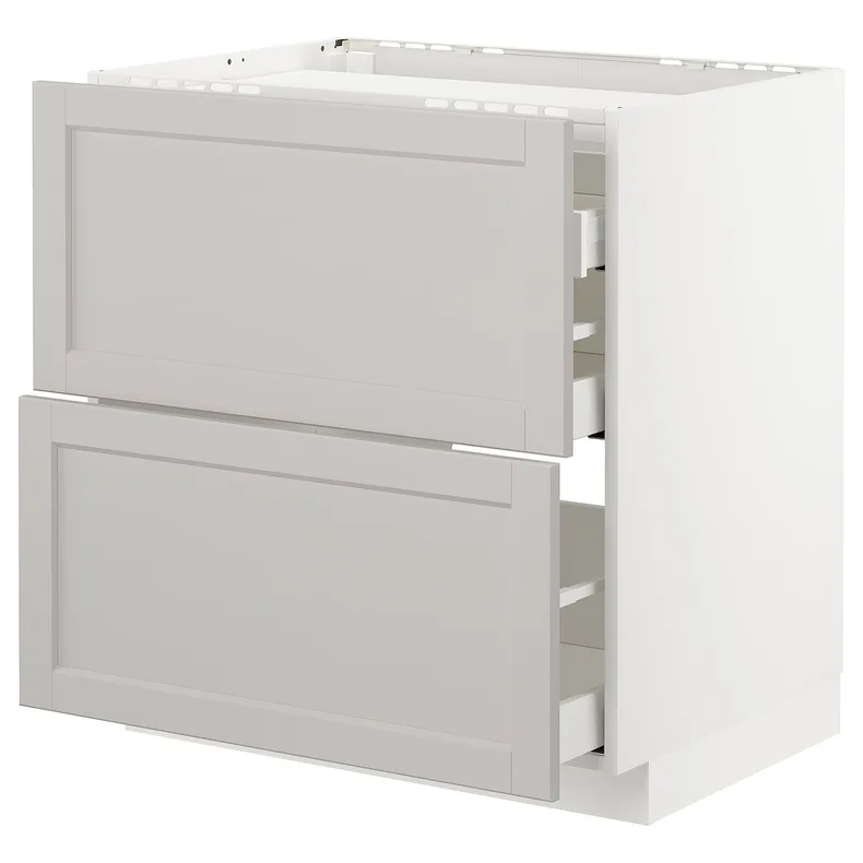 IKEA METOD МЕТОД / MAXIMERA МАКСИМЕРА, напольн шкаф / 2 фронт пнл / 3 ящика, белый / светло-серый, 80x60 см 092.744.01 фото №1