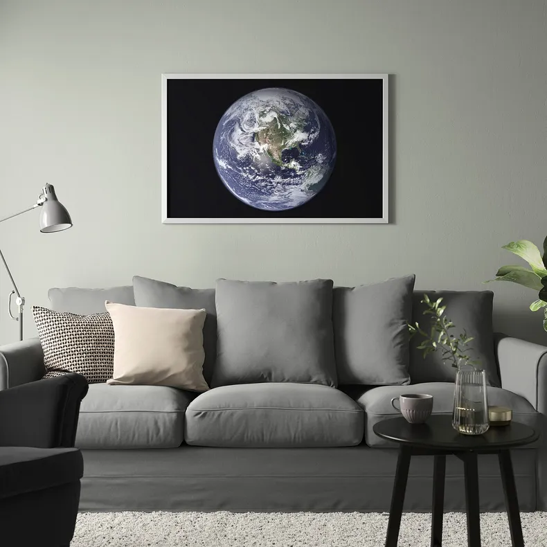 IKEA BJÖRKSTA БЬЁРКСТА, картина с рамой, планета земля/серебро, 118x78 см 095.611.62 фото №3