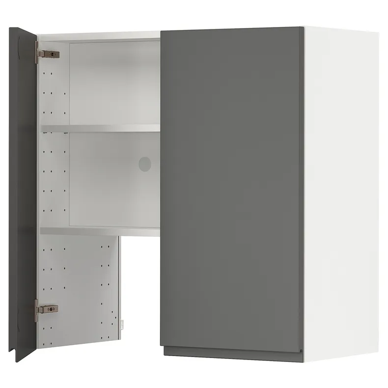 IKEA METOD МЕТОД, навесной шкаф д / вытяжки / полка / дверь, белый / Воксторп темно-серый, 80x80 см 095.043.60 фото №1
