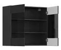 BRW Верхня кухонна шафа Sole L6 80 см з вітриною чорний матовий, чорний/чорний матовий FM_G_80/72_LV/PV-CA/CAM фото thumb №3