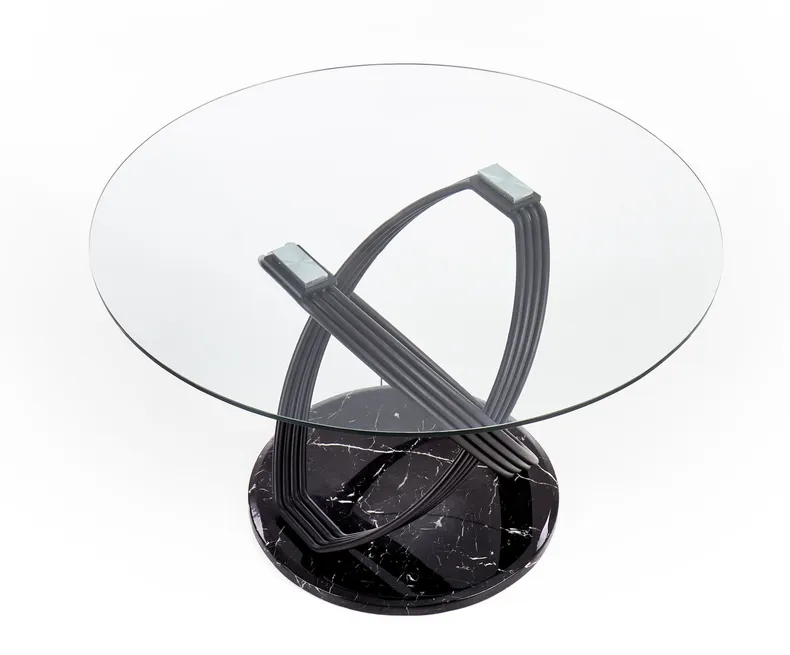 Кухонний стіл HALMAR OPTICO 122x122 см, стільниця - прозора, ніжки - чорні фото №5