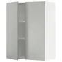 IKEA METOD МЕТОД, навісна шафа з полицями / 2 дверцят, білий / Хавсторп світло-сірий, 80x100 см 995.383.65 фото